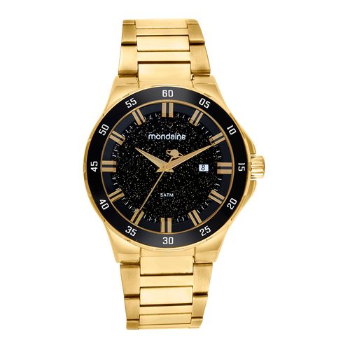 Relógio Masculino Efeito Movimento Translação Saturno Dourado