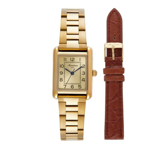 Relógio Feminino Quadrado Vintage Troca Pulseira Dourado