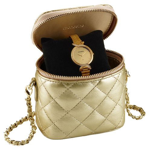 Relógio Feminino Espelhado Bracelete Dourado