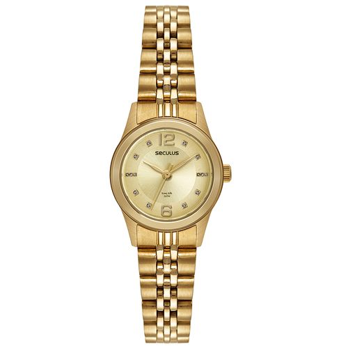 Relógio Feminino Aço Cristais Dourado