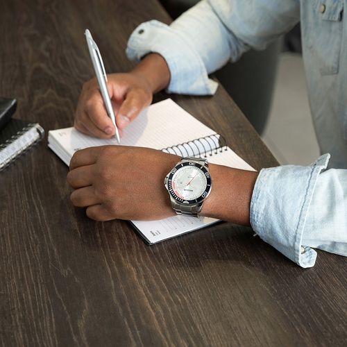 Relógio Masculino Aço Com Lupa Para Calendário Prata