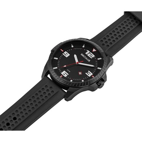Relógio Masculino Silicone Detalhes Automobilísticos Preto
