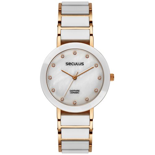 Relógio Feminino Cerâmica Madrepérola Rosé