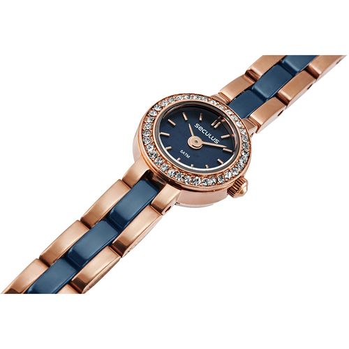 Relógio Feminino Cerâmica Cristais Rosé