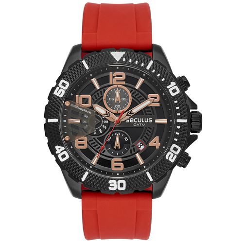 Relógio Masculino Cronógrafo Silicone Textura Cinza