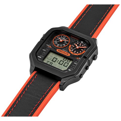 Relógio Masculino Anadigi Quadrado Silicone Preto