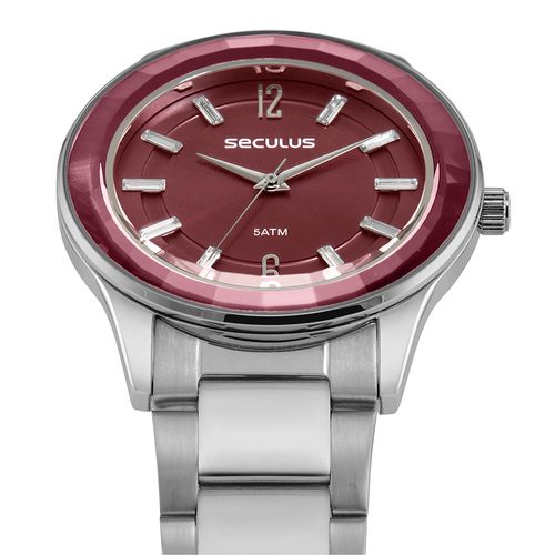 Relógio Feminino Vidro Facetado Cristais Prata