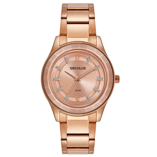 Relógio Feminino Vidro Facetado Cristais Rosé