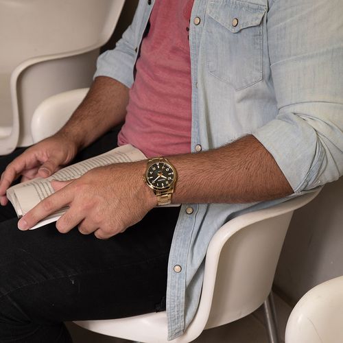 Relógio Masculino Casual Dourado
