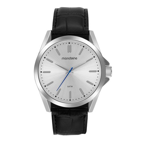 Relógio Masculino Clássico Pulseira Textura Croco Prata