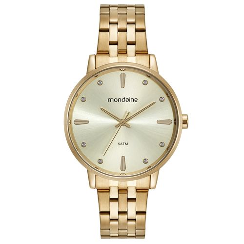 Kit Relógio Feminino Cristais Dourado Com Pulseira de Berloques