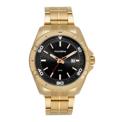 Kit Relógio Masculino Dourado Casual Com Cantil