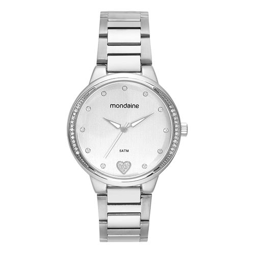 Kit Relógio Feminino Cristais Prata Com Pulseira