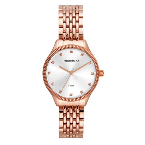 Kit Relógio Feminino Cristais Rosé com Porta Jóias