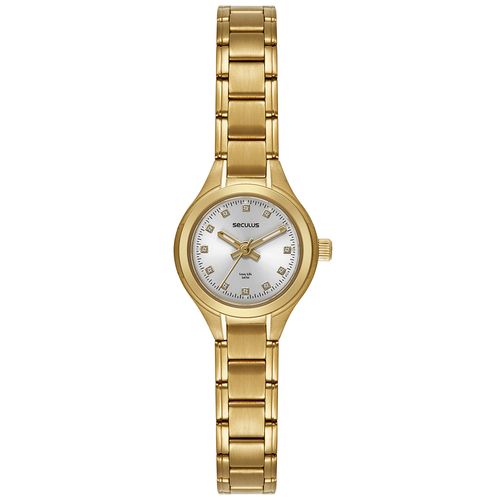 Relógio Feminino Aço Cristais Dourado