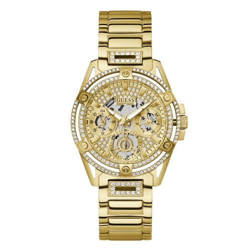Relógio Guess Feminino Multifunção Cristais Dourado