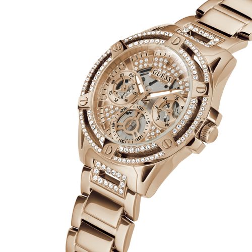 Relógio Guess Feminino Multifunção Cristais Rosé