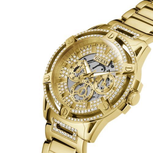 Relógio Guess Masculino Multifunção Cristais Dourado