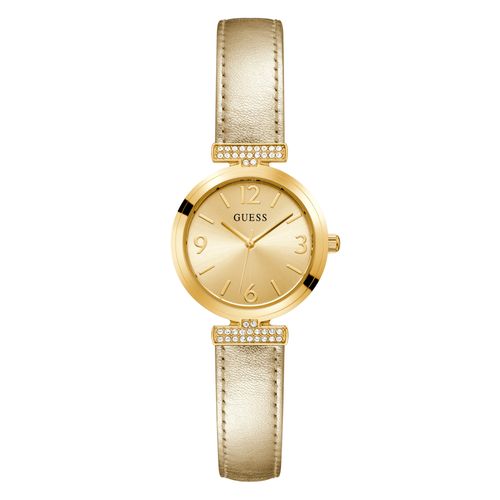 Relógio Guess Feminino Cristais Couro Dourado