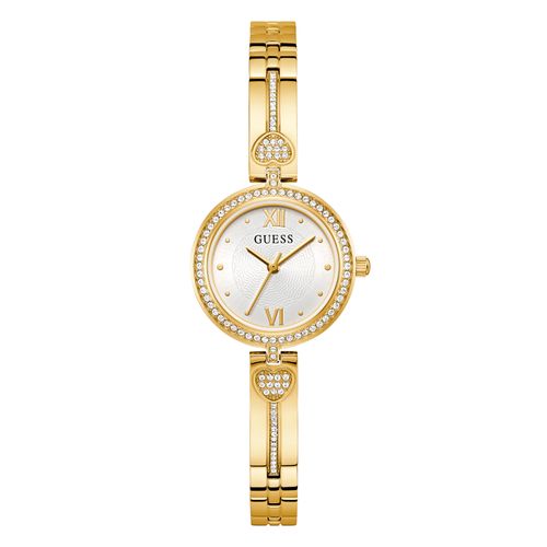 Relógio Guess Feminino Coração Cristais Dourado