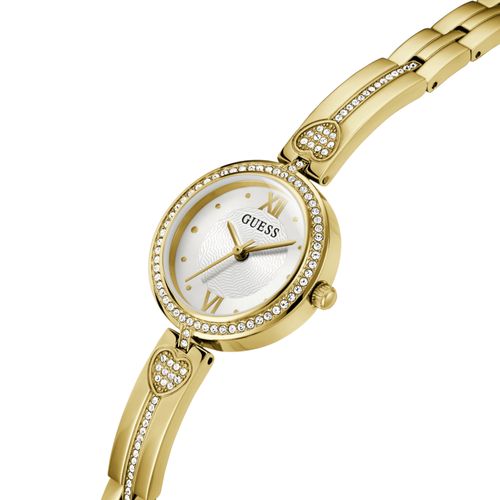 Relógio Guess Feminino Coração Cristais Dourado