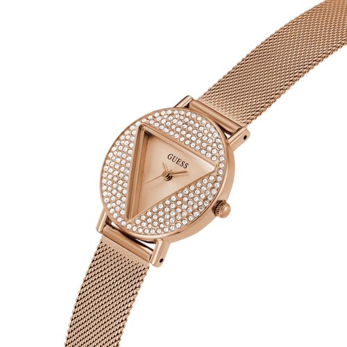 Relógio Guess Feminino Cristais Malha de Aço Rosé