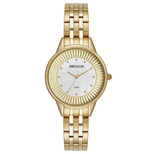 Kit Relógio Feminino Casual Dourado Com Colar