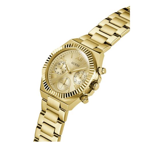 Relógio Guess Feminino Multifunção Catraca Serrilhada Dourado