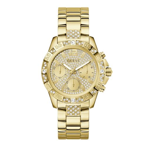 Relógio Guess Feminino Multifunção Cristais Dourado
