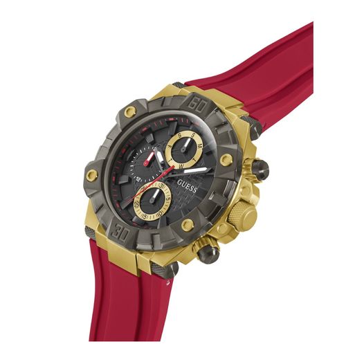 Relógio Guess Masculino Multifunção Silicone Preto e Dourado