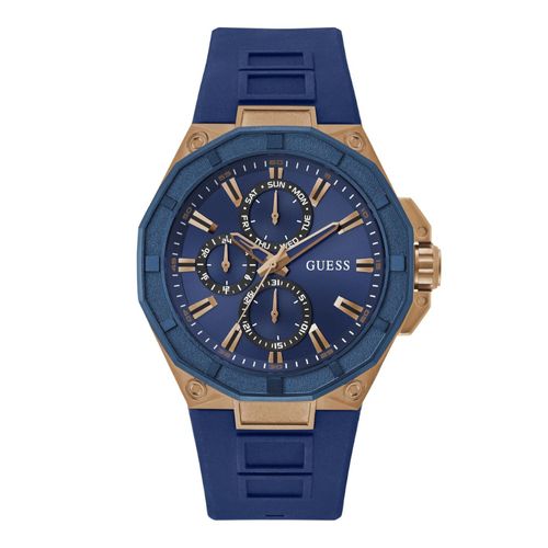 Relógio Guess Masculino Multifunção Silicone Azul e Rosé