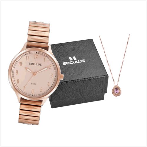 Kit Relógio Feminino Rosé Com Semijoias