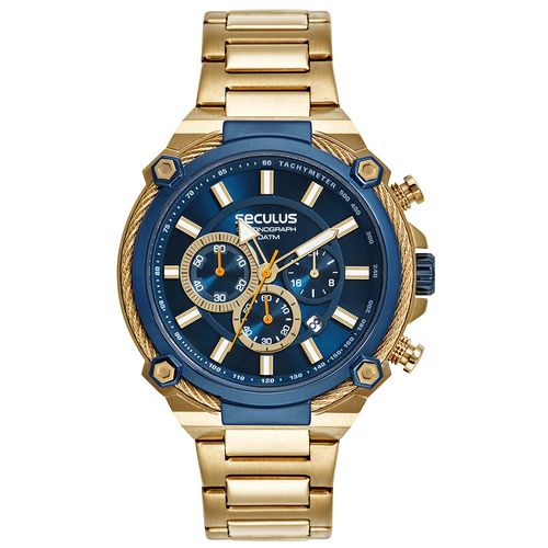Relógio Masculino Cronógrafo Aço Dourado