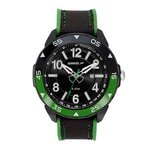 Relógio Speedo Esportivo Calendário Preto e Verde