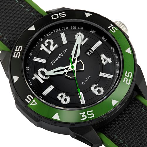 Relógio Speedo Esportivo Calendário Preto e Verde
