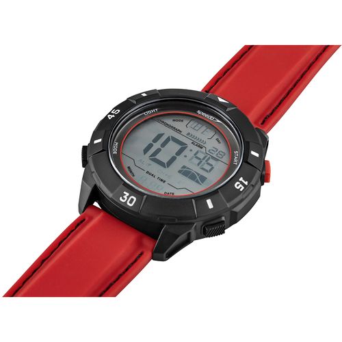 Relógio Speedo Digital Pespontos Silicone Preto e Vermelho