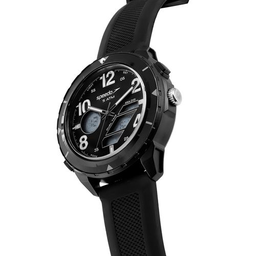 Relógio Speedo Anadigi Esportivo Silicone Preto
