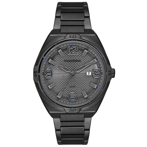 Relógio Masculino Visor Texturizado Calendário Preto