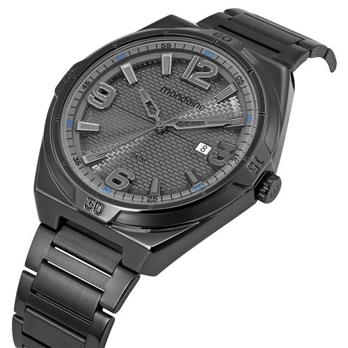 Relógio Masculino Visor Texturizado Calendário Preto