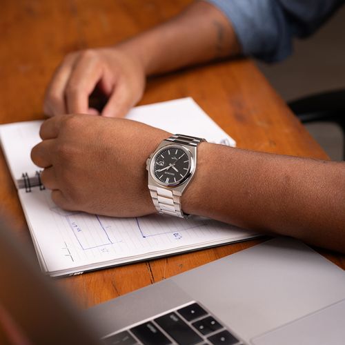 Relógio Masculino Social Calendário Aço Prata