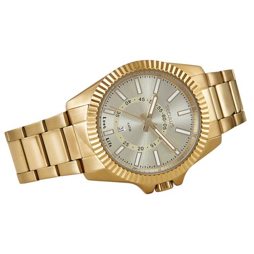 Relógio Feminino Aço Catraca Facetada Dourado