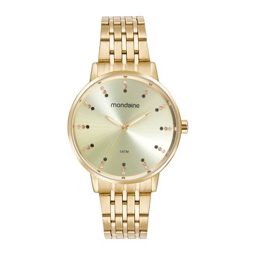 Relógio Feminino Cristais Coloridos Dourado