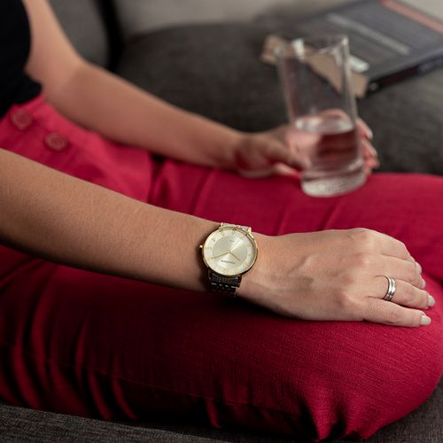 Relógio Feminino Casual Prata e Dourado