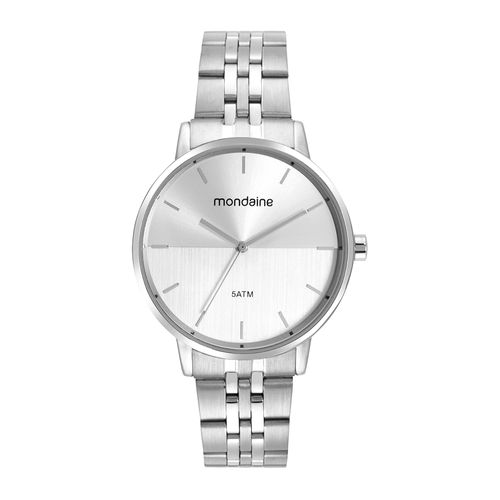 Relógio Feminino Mostrador Dupla textura Prata