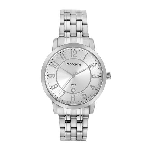 Relógio Feminino Casual Calendário Prata