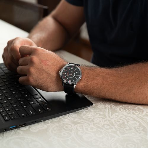 Relógio Masculino Esportivo Pulseira Silicone Relevo Prata