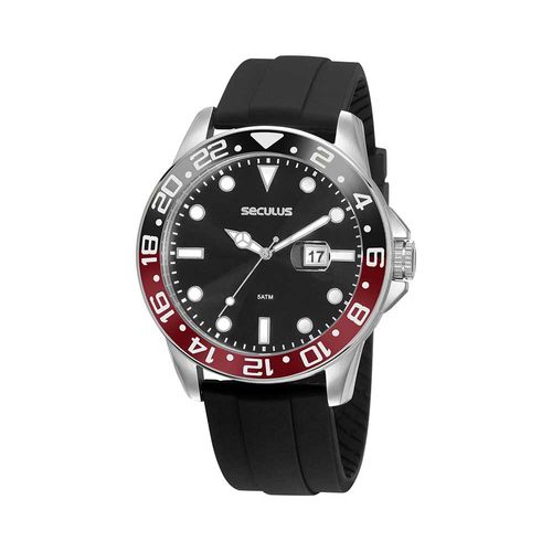 Relógio Masculino Calendário Silicone Preto