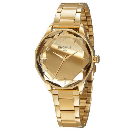 Relógio Feminino Causal Espelhado Dourado