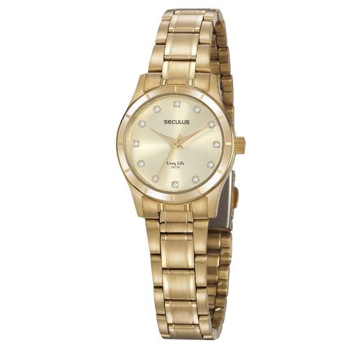 Relógio Feminino Clássico Aço Dourado