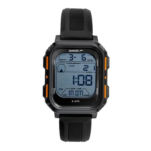 Relógio Masculino Speedo Anadigi Preto Quadrado Pulseira Silicone